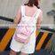 Vintage Leather PInk Backpacks Pattern For College Girls Soft Black Backpack Bags