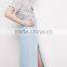 Open Slit Ladies Long Bleach Wash Midi Long Soft Denim Skirts