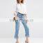 New pattern Latest design jeans pants women tight jeans flared with tassel from jeans manufacturers china