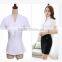 2017 korean design pure color short sleeve polyester & cotton mix ladies tops fashion women blouse