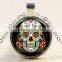 XP-TGN-S-108 Fashion Mandala Time Gemstone Pendant Charm Dome Silver Skull Cabochon Necklace For Ladies