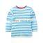 China made white light blue stripe embroidered boy kids striped t shirt