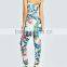 New arrival womens fitted sexy Floral Printed Jumpsuit deep v neck clothing