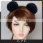 Popular style fur bobble accessory girl fur hair hoop with rabbit fur ball