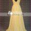 CE753 Exquisite Cap Sleeve V-Neck Deep Low Back Chiffon Yellow Bridesmaid Dresses