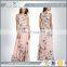 OEM women chiffon fashion simple long flowing fancy dress pink hot sell 2016