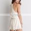 Mika72095 Summer White Hi-neck Zig Zag Romper Jumpsuits With Embroidery Lace