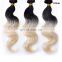 Unprocessed Raw indian human cuticle aligned hair ombre with dark roots 1b/613 remy hair bundle