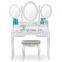 modern Large-capacity white dressing table mirror furniture with stool