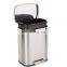 Amazon Hot Sales Kitchen Stainless Steel Dustbin 50 Liter 13 Gallon Trash Cans with Lid