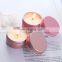 Travel trip friendly natural ingredients rose gold pink jar travel tin candle
