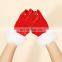 Fashion Style Party Decoration Women Ladies Teen Short Gold Velvet Santa White Fur Mouth Red Christmas Gloves