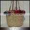 Wholesale Weave Natural Pom Pom Straw Bag
