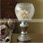 tall cracked glass vase with metal stand for wedding centerpieces