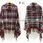 2016 plaid style fashion imitation Cashmere Poncho Capes with Hood