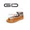 GD genuine leather high quality Rome style girls no heel sandals with ankle buckle