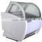 curved glass ice cream gelato display freezer/ commercial refrigerator showcase