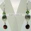 Peridot & Garnet Round Gemstone Facet Earrings, 925 Solid Sterling Silver Earrings, Designer Bezel Dangle Earrings