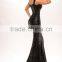 PS-01Exceptionally Sexy Custom Made Formal Evening Party Gown Full Length Sleeveless Black Sequined Prom Dresses for Party