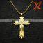 New Stainless Steel Gold Large CZ Glitter Three Cross Charm Pendant