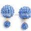 <<<2015 Fashionable Full Crystal Rhinestones Polymer Clay Double Ball Stud Earrings/