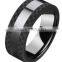 Wholesales jewelry 8mm 316l stainless steel and ceramic ring black carbon fiber band ring