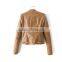 OEM Service Autumn&Winter Long Sleeves Ladies Sexy Winter Jackets Brown PU Leather Lady Jackets