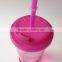 Colored Cold Beverage Drinking 14 oz Water Glass Cup with Straw