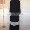 trendy Adults Wholesale Clothing OEM Lace Patched Black Open Jacket Abaya With Belt