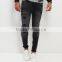 cotton blend black washed rip skinny jeans