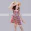 F10025A Fashion Checked Sundress Latest Girls Dress