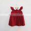 Plain Flutter Ruffled Sleeves Girls Red Dress First Christmas Baby Girls Dresses