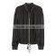Khaki green soft ribbed collar zip bomber jacket womens thin coats and jackets