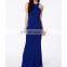 CHEFON high neck royal blue maxi dress