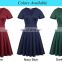 Hanna Nikole Dark Green Short Sleeve V-Neck Plus Size Bridesmaid Swing Summer Dress HN0017-3
