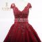 Puffy Crystals Cap Sleeves Red Prom Dresses V-neck 2017 Ball gowns prom dress long Rhinestones Red Carpet Celebrity prom gowns