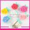 stock 30 colors 4cm handmade flower with leaves girls fabric flower clip