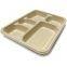 Rectangle Plate with 5 Compartment -Super Strong - Unbleached Sugarcane Bagasse plates-Home COMPOSTABLE Biodegradable ECO Friendly