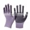 New Breathable Anti Slip Football Lines Foam Nitrile Coated Glove with 15Gauge Spandex Liner
