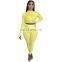 2020 Hot sale fashion, print yoga set slim long sleeve crop top high waist leggings two piece set women/