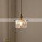 Retro Glass Pendant Lights Nordic Minimalist Bedside Light Creative Restaurant Balcony Brass Square Hanging Lamp