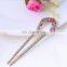 Vintage Hair Accessories Antique Bronze Plated Hairpins U shape Hair Stick Pin Woman Rhinestone Flower Hair Jewelry