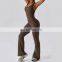 Oem Hollow Out Fitness One Piece Backless Jumpsuits Women Gym Rompers Flared Leggings