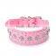 Wholesale crystal plum flower decoration pet collars mushroom rivet dog collar
