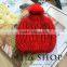 Hot Selling Lace Cover Tied Plain Acrylic Knitting Fashion Ladies Beanie Hat