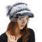 New arrival 2015 winter warm charming knitted rex rabbit fur hat with high quality