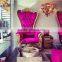 Royal king throne velvet high back salon chair station, pink luxury foot massage spa pedicure chair for nail