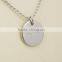 Stainless Steel Custom Logo Round Engraving Tag Necklaces