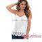 2016 White Scalloped custom blank Lace Tank halter crop top women