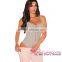 Ladies new Blue Ribbed Zipper Accent lingerie bodysuit for weight loss